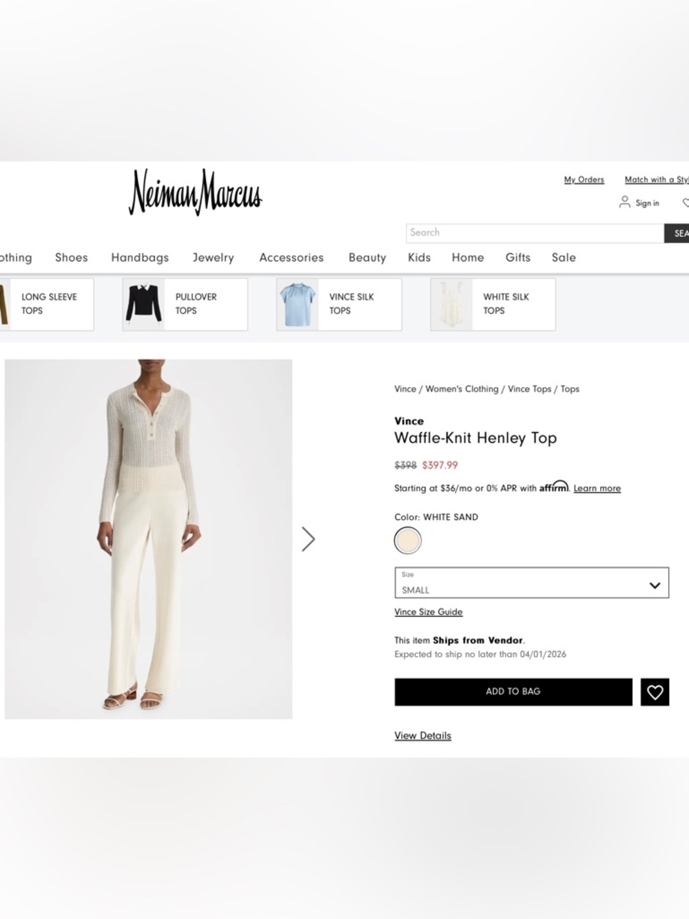NWT Vince Off-White Waffle-Knit Cashmere-Silk Henley Sweater | Size S - Picture 16 of 16
